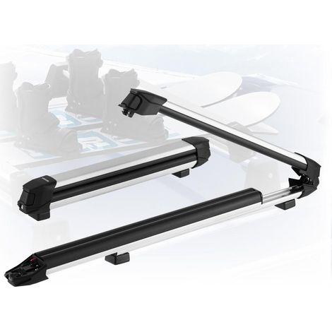 Porte-skis sur Barre de Toit Verrouillable pour 6 Paires de Skis ou 4 Snowboards en Alu