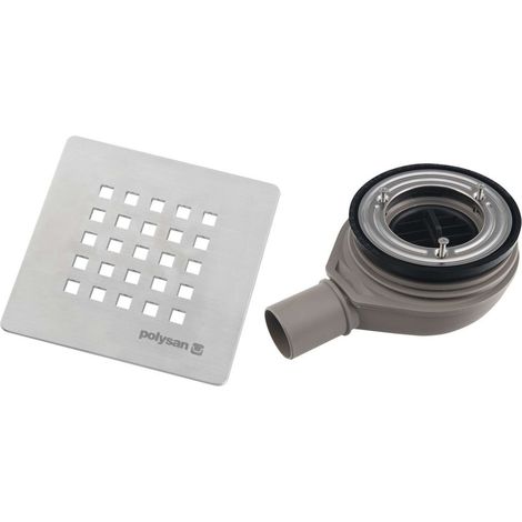 Polysan - Sifone per piatto doccia Treneca, diametro 90 mm, con coperchio, acciaio inox 84999 (1/4)