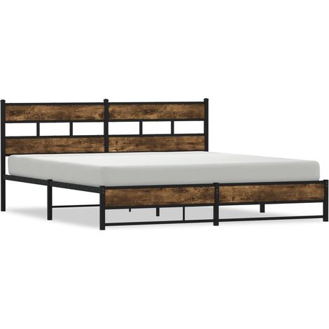 Maison Exclusive - Metallbett ohne Matratze Räuchereiche 200x200