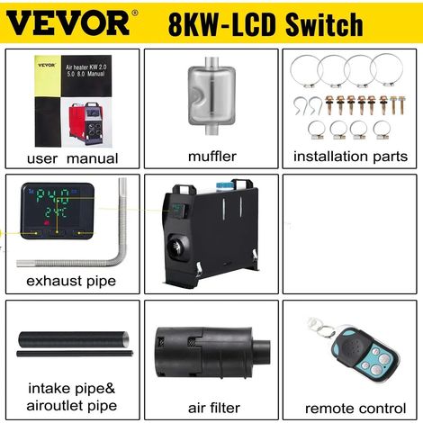 Chauffage à air diesel pour parking 8kW 12V tout-en-un avec écran LCD–Chauffage pour bus remorques bateaux coffres voiture véhicules diesel (1/5)