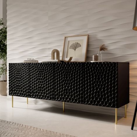 Buffet bas design noir mat 190cm Sumoc (1/5)