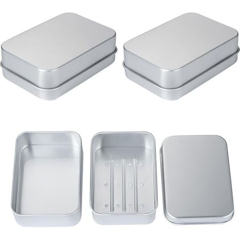 Paquet de 3 porte-savon en aluminium, porte-savon en aluminium avec plaque de vidange, porte-savon de voyage pour le stockage du savon à la maison et en voyage, étanche et résistant à l'h (1/4)