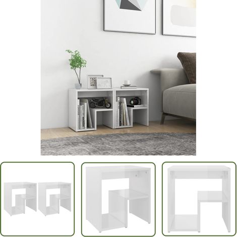 The Living Store Nachttische 2 Stk. Hochglanz-Weiß 40x30x40 cm Holzwerkstoff - Nachttische - Holzwerkstoffe Möbel - Weißes Wohnzimmer - Wohnraum Deko - Kommode (1/5)
