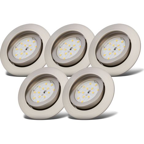 Einbauspot 68mm 5er Set - 230V, 5,5W, 470lm, LED, dimmbar, warmweiß, matt-nickel