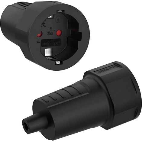 2 Pièces Couplage 250V 16A, Schuko, Noir Protection Contre le Pliage, Prises Contact Protection Fiche Electrique Femelle Conviennent pour Utilisation Int (1/5)