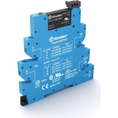 Interface statique masterOUTPUT 1NO 6A IN : 6V DC OUT : 24V DC à cage FINDER 392070069024