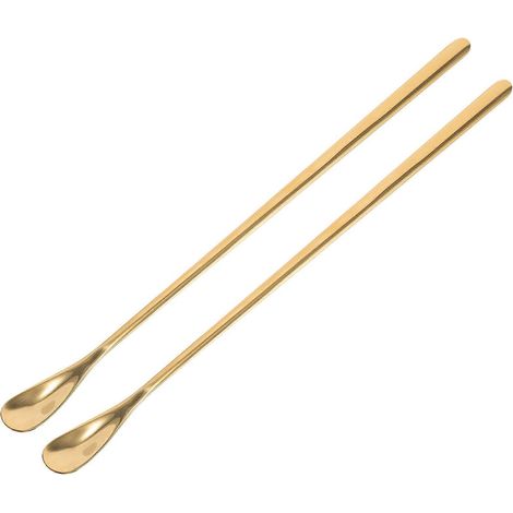 Cuillère à nourriture pour petits animaux, en acier inoxydable, compatible avec les reptiles, lot de 2, couleur dorée (1/5)