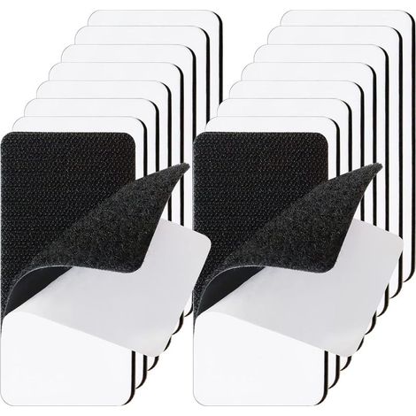 Lot de 16 bandes adhésives de 5 x 10 cm avec bande auto agrippante très résistante pour tapis, support résistant, ruban d'installation de fixation, suspension murale, tissu, canapé, industriel (1/5)
