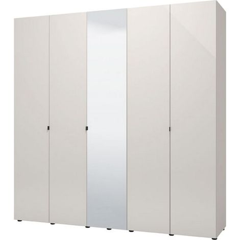 Armario Grande Quarrata, Habitación Dormitorio Colgador, 8 Estantes, 12 Compartimentos, 224x226.5h cm Blanco Crema