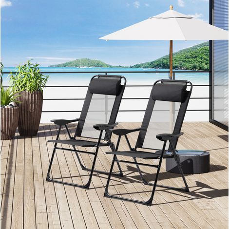Chaise pliante de jardin 62x70x109 cm en acier noir, modulable, pour balcon FloraGrace (1/5)