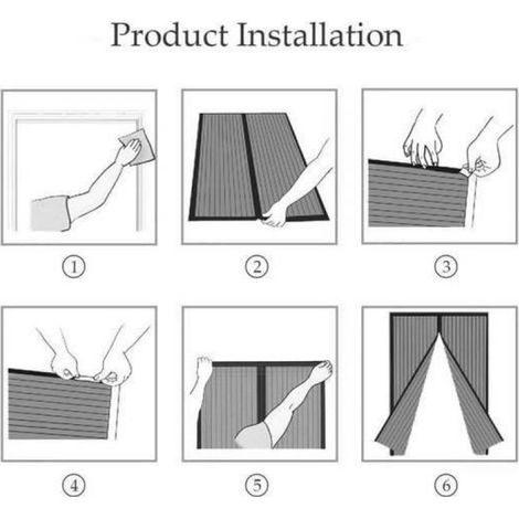Moustiquaire - Rideau De Porte Magnétique - 210x90 Cm - Fixation Auto Agrippante - Pour Portes Fenêtres - 1 Pièce (1/4)