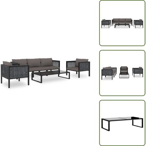 Divano in polyrattan - vidaXL Set Divani da Giardino 6 pz con Cuscini in Polyrattan Antracite - Cuscini per divano