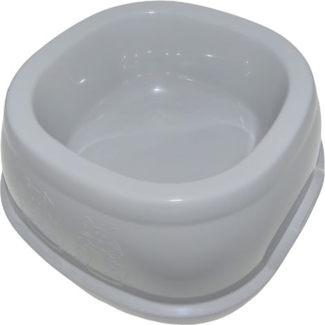 Ecuelle carrée 600 ml, gris en plastique, pour chat et chien - Stefanplast (1/4)