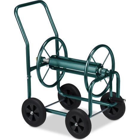 Lotto di 1 carrello avvolgitubo pratico e stabile da giardino 60 x 40 x 100 cm in metallo verde 130009335