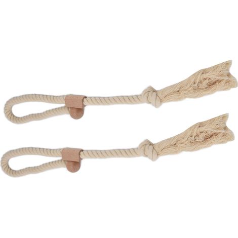 2 attaches de rideau magnétiques en lin et coton, tons clairs, cordons à pompons vintage pour fixation de rideaux à la maison (1/5)