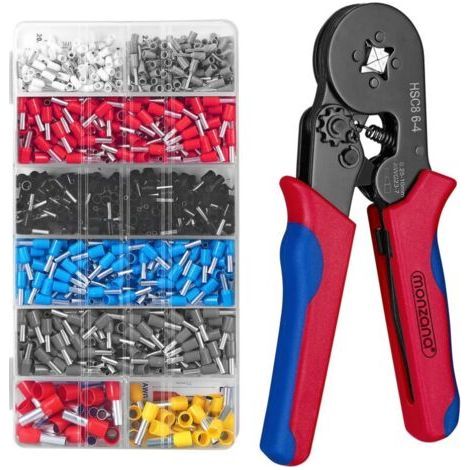 Pince à sertir cosse 1200pcs – Mécanisme de pressurisation automatique – Revêtement antidérapant – Coffret de rangement inclus (1/5)