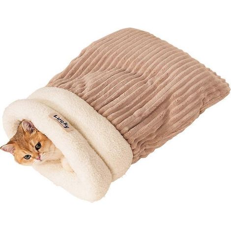 Sac de couchage pour chat, tunnel chaud, nid pour chat, lit pour chats de 5 à 8 kg (marron clair M) Neuf( )