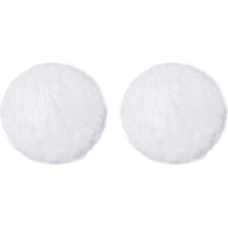 Rundes Plüsch-Stuhlkissen, bequem, Ins-Stil, Stuhlmatte, Tischdecke, Teppich, Fußmatte, Kunstpelz, Schaffell, 30 cm, 2 Stück, Weiß