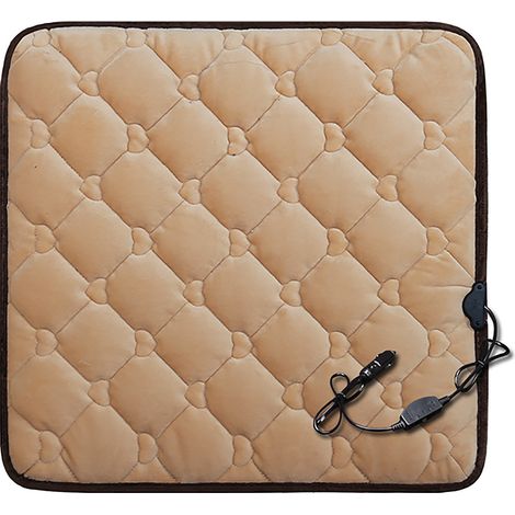Jeffergarden Coussin chauffant carré pour siège auto avec housse en peluche, coussin de siège chauffant 12 V (1/5)
