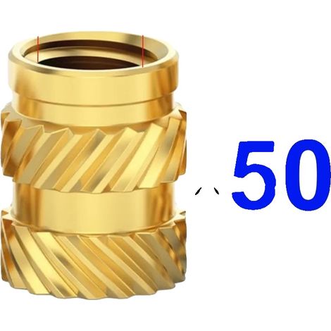 Einschraubmuttern, Messingmaterial, geriffeltes Design, 50 PCS M5X5X7 (1/2)