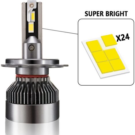Lampadine LED H7 30000LM 200W per auto 24V, bianco 6001K NPTERBL (1/4)