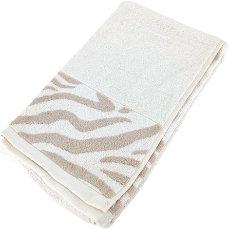 Drap de douche 70x140 cm ZEBRA SOFT coton uni bord zèbre beige (1/5)