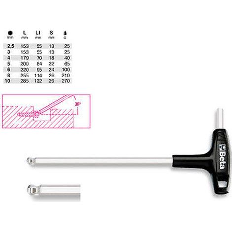 CHIAVE MASCHIO ESAGONALE CON IMPUGNATURA BALL POINT 10MM  -- ART 96LMBP-- BETA