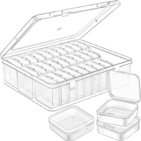 Boîtes de rangement - Petit organisateur de perles - Boîte en plastique transparent - avec 30 mini-boîtes de rangement
