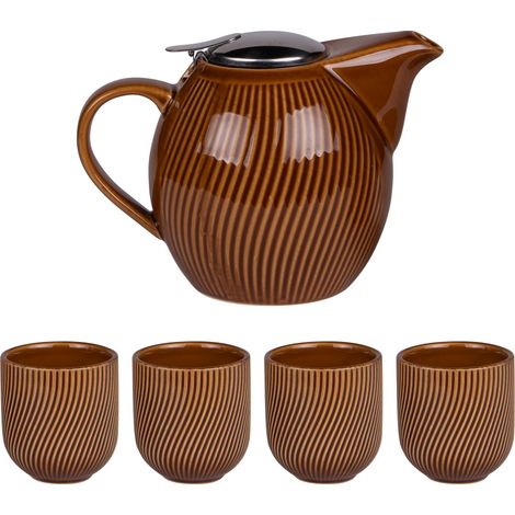 Table Passion - Coffret théière 0,9L avec 4 gobelets Mao miel (1/2)