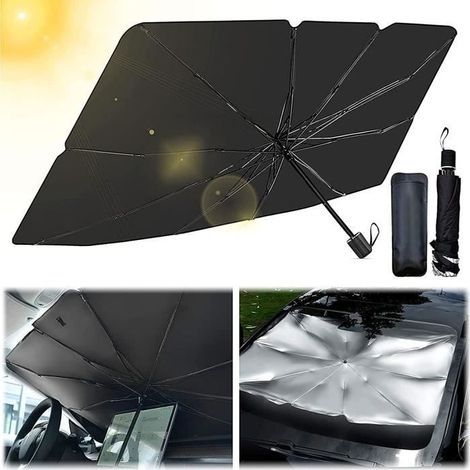 Cellfast – Pare-soleil parapluie voiture 79x145CM – Protection UV double – Réduit la chaleur de 20 à 30°C – Facile à plier et ranger