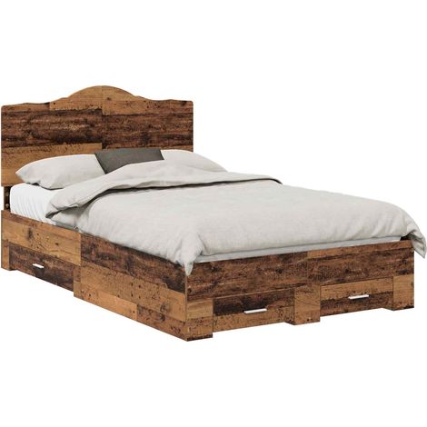 Bed Frame with Headboard Old Wood 120 x 190 cm Engineered Wood vidaXL