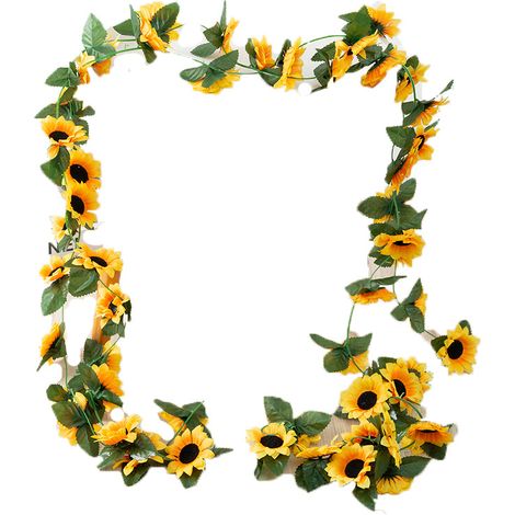 Guirlande de tournesols artificiels (lot de 2), vigne en soie, fausses fleurs à suspendre-AquaForge (1/5)