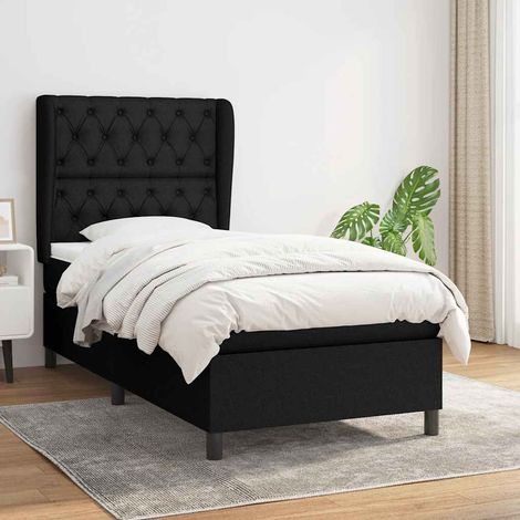 Sommier à lattes de lit et matelas Noir 80x200 cm Tissu (1/5)