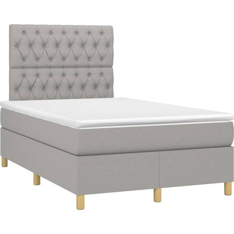 Struttura letto LED con coprimaterasso testiera boxspring 120x200 cm tessuto grigio chiaro TDL0207897