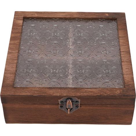 Vintage Floral Wooden Jewelry Box with Glass Lid (1/5)