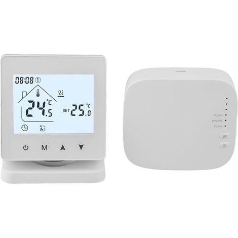 Thermostat intelligent sans fil pour systèmes de chaudière à eau, connectivité WiFi pour télécommande, prend en charge la batterie ou l'alimentation USB avec récepteur (sans Wi-Fi)