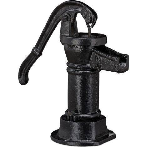 Pompa a mano decorativa antica giardino stagno braccio mobile 40 x 20 x 20 cm in ghisa nera 130005018