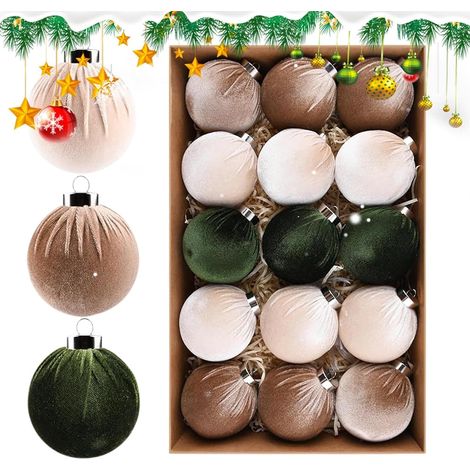 Décorations de boules de Noël (15 pièces), incassables, en matériau floqué, adaptées à la maison, au lieu de travail, à la danse (1/5)