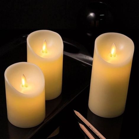 Bougie Led - Effet Flamme Vacillante - En Cire De Parafine Véritable - Pour Intérieur - Pack De 3