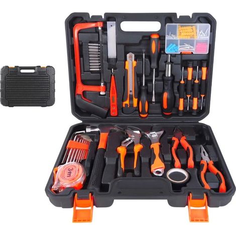 Coffre à outils 102 pces Set d'outils, Caisse à outils remplie, Boîte à outils complète avec outils