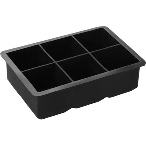 Eiswürfelform aus Silikon, 6 Fächer mit Deckel, runde Eiswürfel, BPA-frei und stapelbar, für Cocktails, Whiskey, Getränke (quadratisch)