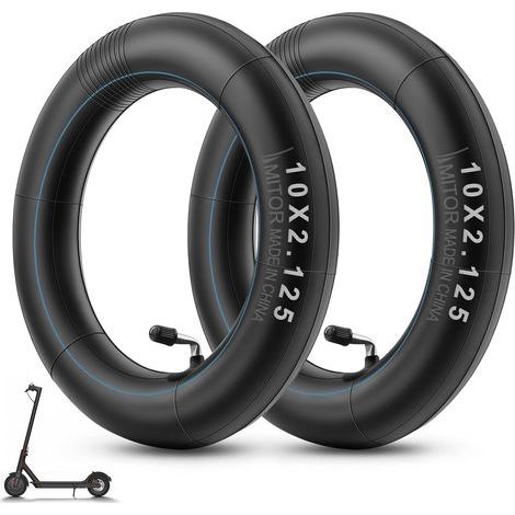 Chambre a Air 10x2.125 Renforcée, Chambre à Air 10 Pouces Trotinette Electrique avec Valve 90° Argentée, Haute Élasticité et Durabilité, 2MM Épaisseur, (pour Roue non Motrice), 2PCS (1/4)