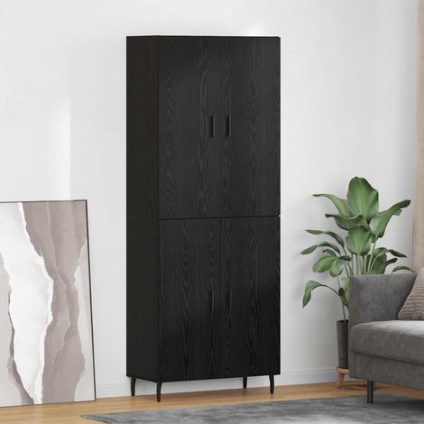 Highboard 2 pcs Schwarz Eichen-Optik Engineered Wood und Glas