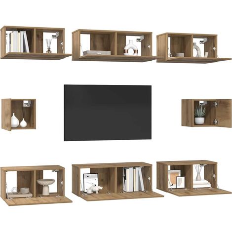 Ensemble meuble TV 8 pc Chêne artisanal Bois d'ingénierie (1/5)