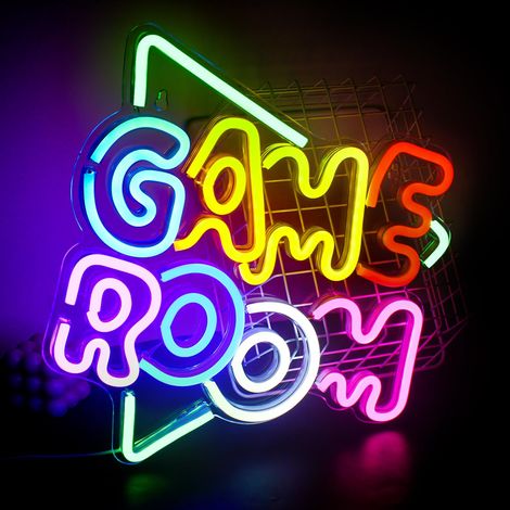 Enseigne néon « Game Room » – Luminaire LED coloré en forme de texte, alimenté par USB Idéal pour les chambres, les salles de jeux, les salons, les bars et les soirées (1/5)