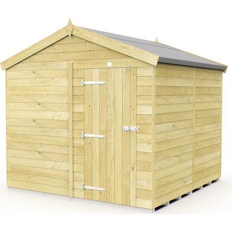 8 x 8 Feet Apex Shed - Single Door Without Windows - Wood - L243 x W231 x H217 cm