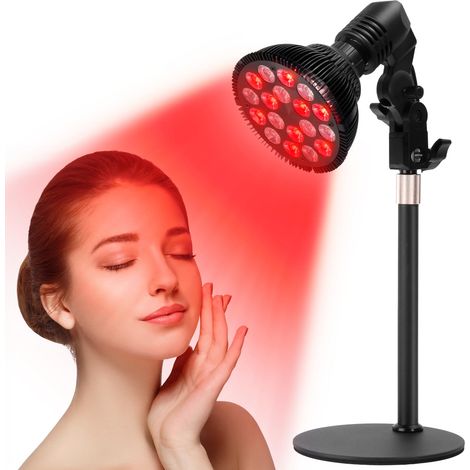 Lampe infrarouge à LED rouges, lampe à lumière rouge avec socle, 18 LED 660 nm et 850 nm sans fonction chauffante, col de cygne orientable à 360°. Cadeau idéal pour hommes et femmes. (1/5)