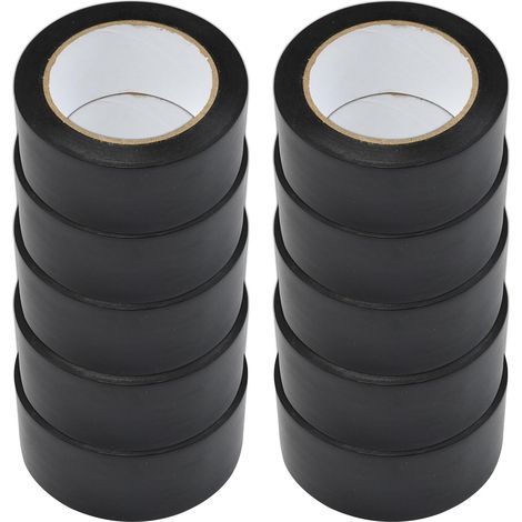 Dapetz ® Pack of 10 Black Electrical Tape Waterproof Heat Resistant Tape 50mm x 33m Strong Adhesive, PVC Insulation Tape for Insulating, Repairing and Protecting Electrical Wires (1/5)