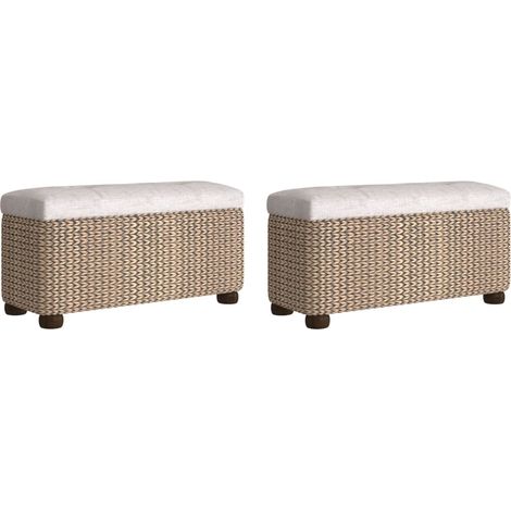 Bancs de rangement - Banc d'entrée lot de 2 avec coussin gris 69 cm quenouille fr9737 - Maison La Vie (1/5)