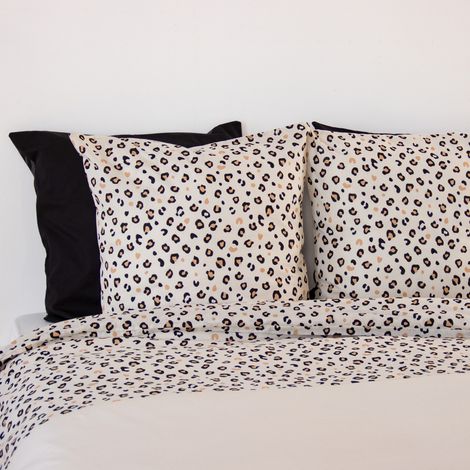 Ropa de cama de algodón reversible con estampado de leopardo, 2 plazas (1/3)